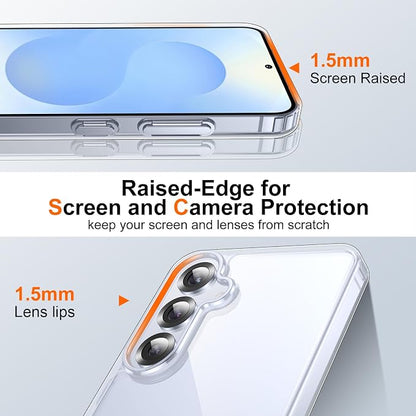 SPIDERCASE Designed for Samsung Galaxy S25 Plus Case, [10 FT Military Grade Drop Protection],2 Pack [Tempered Glass Screen Protector+Camera Lens Protector] Heavy Duty Shockproof Case,Clear