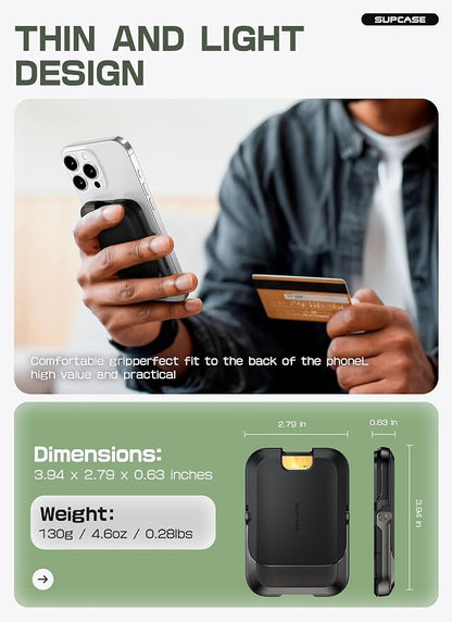 SUPCASE for MagSafe Wallet with Stand, Magnetic Wallet for Men Women, [Hold 6 Cards] [RFID Blocking] [Strong Magnetic Lock] Phone Stand Card Holder for iPhone 17/16/15/14/13/12 Series, Carbon Black