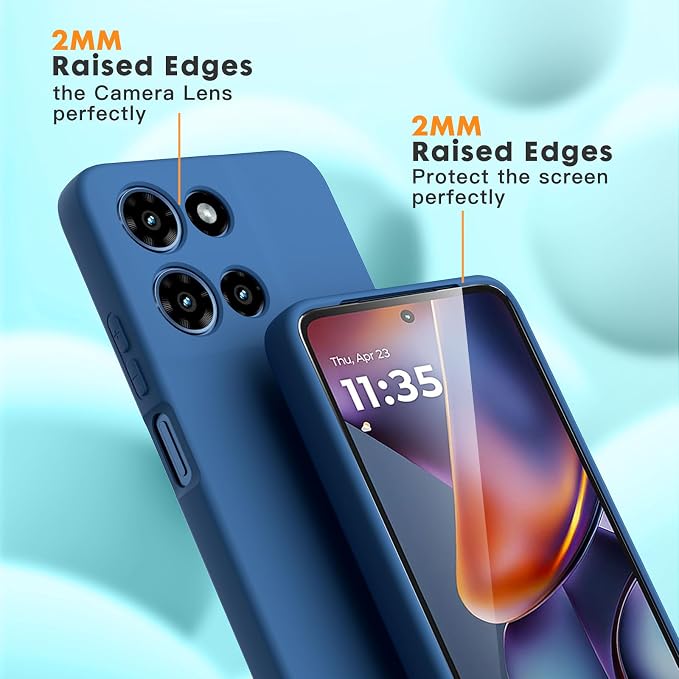 for Motorola Moto G 2025 Case, 2 Pack Tempered Glass Screen Protectors, Soft TPU Liquid Silicone Shockproof Gel Case-Blue
