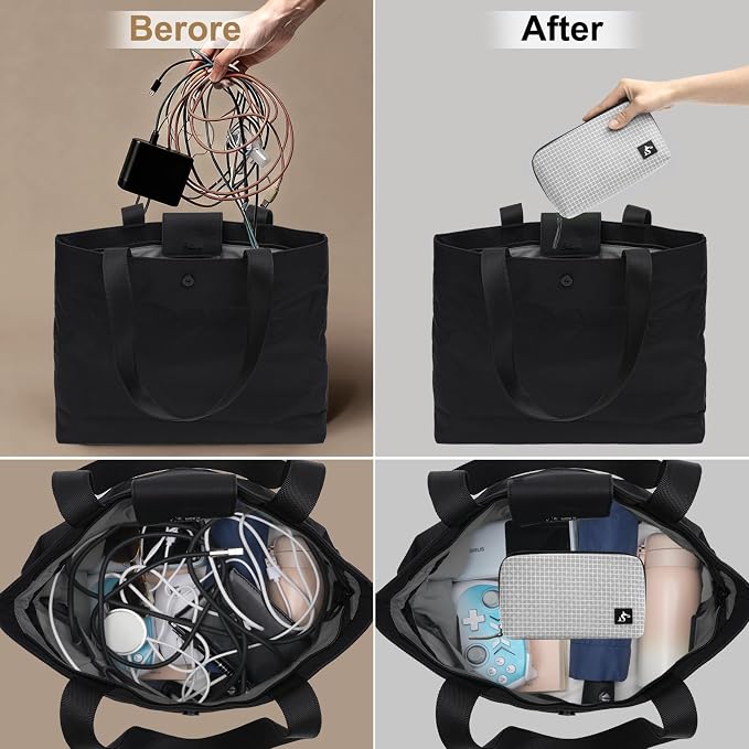 SIMTOP Cord Organizer Travel Small Tech Bag Pouch Case for Cords, Charger, Hard Drive, Power Bank – Water-Resistant Electronics Organizer, Small Portable Gadget Case for Travel