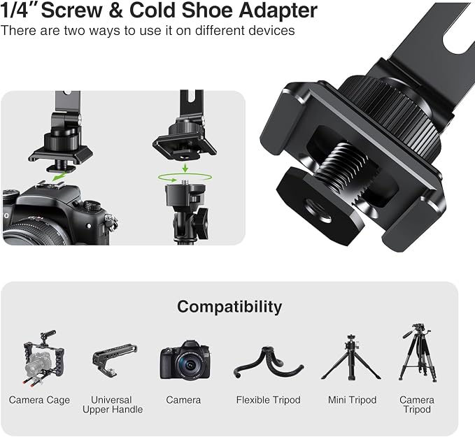 elitehood Aluminum Tripod Phone Mount Adapter for DJI RS 4 Mini, Magnetic Smartphone Tripod Mount with Arca-Standard & Hot Shoe Plate for Camera, Cold Shoe Phone Mount Fit iPhone 16 15 14 Series