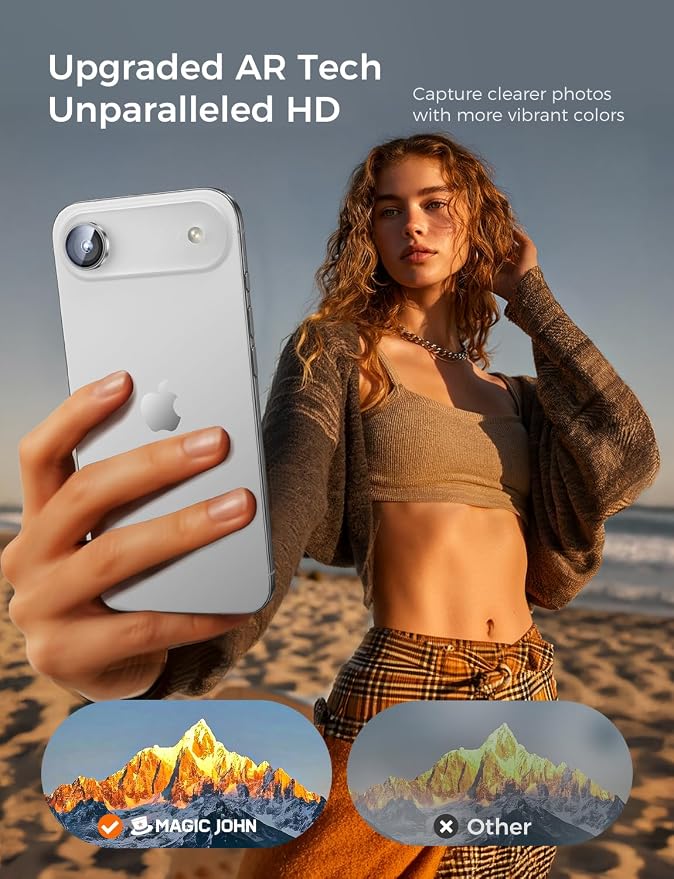 MAGIC JOHN for iPhone Air Camera Lens Protector [Alignment Kit&1:1 Invisible Fit] 9H Aerospace Tempered Glass, Ultra HD, Metal Individual Ring,Set of 2,Sliver