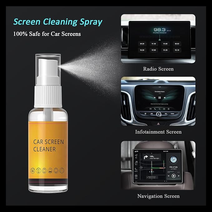 Car Screen Cleaner Spray and Wipe, Car Interior Cleaner Detailing Kit Screen Cleaning Tool for Touchscreen Display Dashboard, Car Detailing Brush for Tesla Jeep BMW Honda Benz Chevy