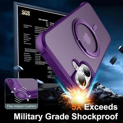 360° Magnetic Swivel Ring for iPhone 16 Plus case, Built-in Metal Stand and Ring Holder, Magsafe Compatible, Military Grade Protection, Shockproof - Purple