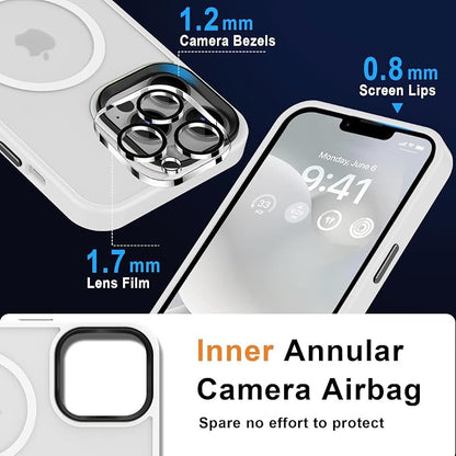 MOCCA Strong Magnetic for iPhone 12 Pro Max Case,[Compatible with Magsafe][Glass Screen Protector+Camera Lens Protector] Slim Thin Shockproof Cover Phone Case for iPhone 12 Pro Max 6.7", Frosted White