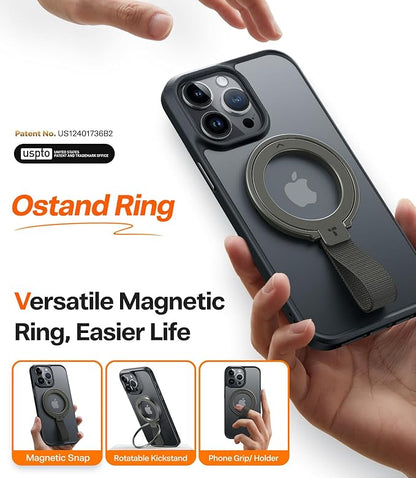 TORRAS 2025 Upgrade (Gen 6.0) Magnetic Phone Grip Holder Kickstand with Braided Strap, Fit for MagSafe Ring Removable, for iPhone 17 16,15, 14, 13 12 Pro/Max Samsung Galaxy, Google, Bronze Black