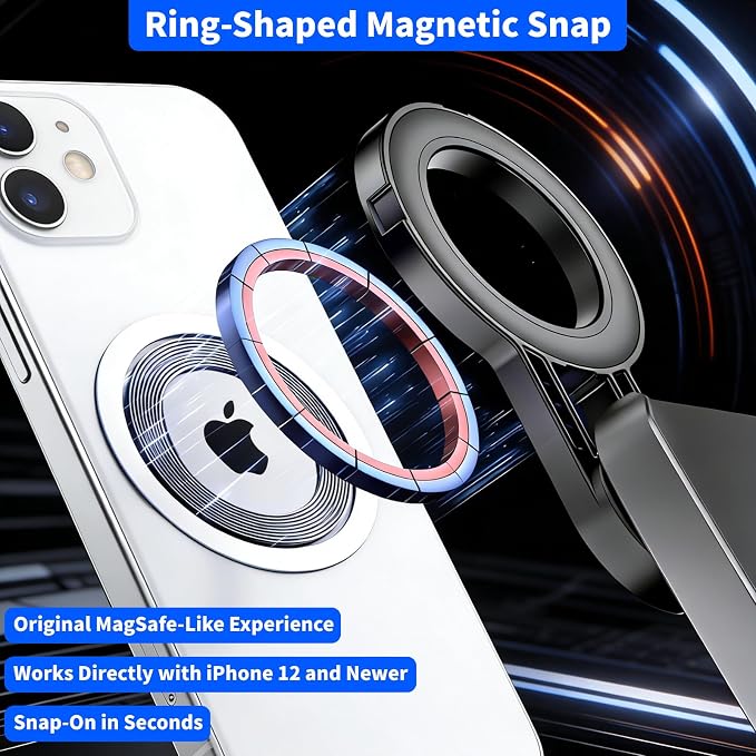 4-in-1 Magnetic Selfie Stick for iPhone/Android - Multifunctional 360° Rotation Extendable Tripod with Detachable Remote, Universal Phone Mount & Metal Ring (Magnetic or Clip Combo)
