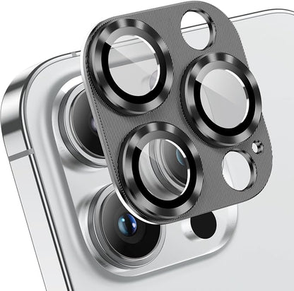 Korecase [2 Pack] Compatible with iPhone 15 Pro Max/iPhone 15 Pro Camera Lens Protector, Anti Scrach Tempered Glass Camera Protector Cover,[Scratch Resistant] Aluminum Alloy Whole Lens Film -Grey