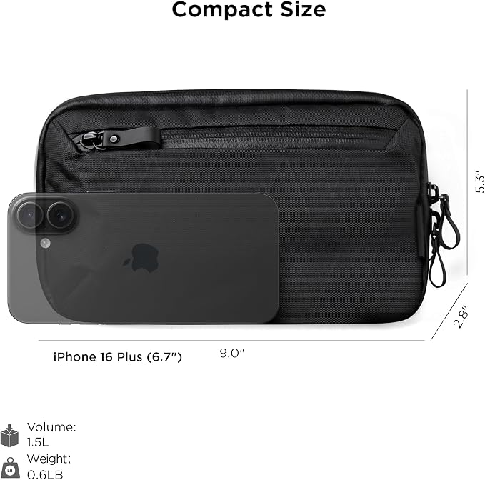 ALPAKA Elements Tech Case Mini Tech Pouch 1.5L Cable Bag Black X-Pac VX42 | Weatherproof Fabric, YKK Aquaguard Zipper, Detachable Shoulder Strap, Ideal for Electronics & Accessories, Daily Work Travel