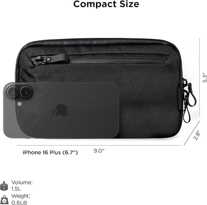 ALPAKA Elements Tech Case Mini Tech Pouch 1.5L Cable Bag Black X-Pac VX42 | Weatherproof Fabric, YKK Aquaguard Zipper, Detachable Shoulder Strap, Ideal for Electronics & Accessories, Daily Work Travel