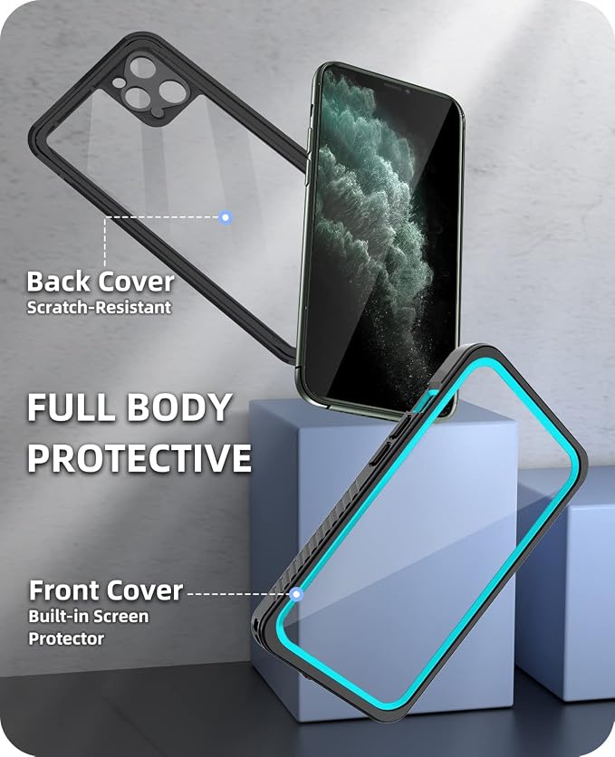 WIFORT for iPhone 11 Pro Waterproof Case - [Certified Water Proof & Military Protection] with [Built-in Screen Protector], Full Body Shockproof Phone Case Cover for iPhone 11 Pro 5.8" - Teal