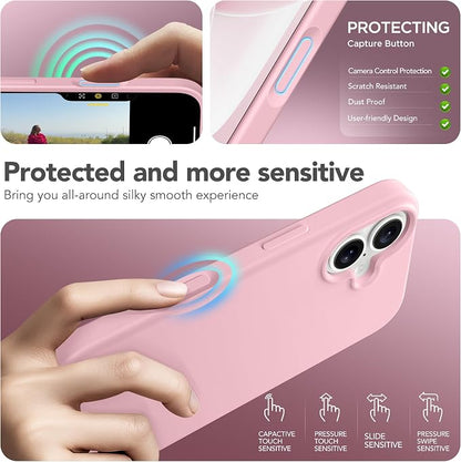 GONEZ Magnetic for iPhone 17 Case, Compatible with MagSafe, [Screen Protector + Camera Lens Protector], Liquid Silicone Anti-Scratch Shockproof Protective Phone Case 6.3 inch, Peach Pink