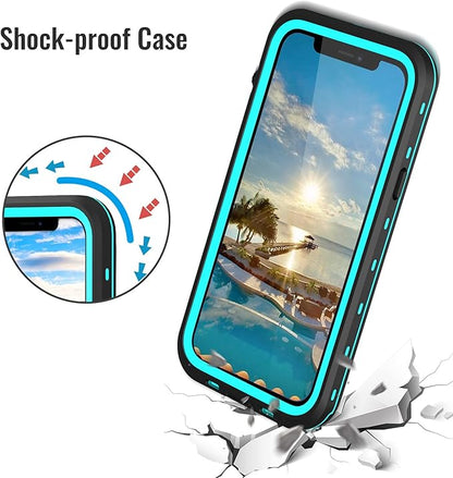Waterproof Phone Case Compatible with iPhone 13, IP68 Waterproof Shockproof Dust-Proof Phone Case with Built in Screen Protector, Full Body Protective Case (Blue, iPhone 13)