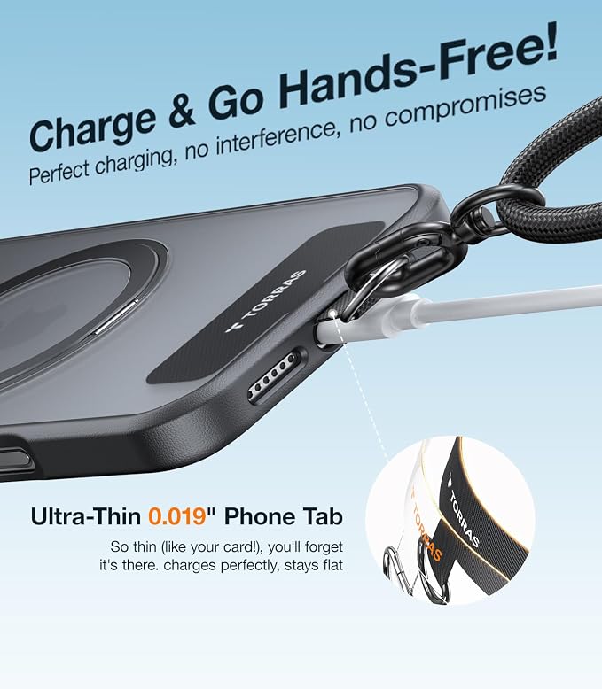 TORRAS Freedom Phone Lanyard Crossbody, Adjustable Lightweight Phone Strap with 2 Phone Tabs