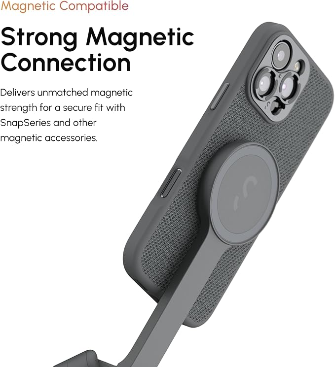 ShiftCam Fabric Camera Case Compatible with iPhone 14 | Built-in Lens Mount | Magnetic-Case | Shoot Stunning Photos Instantly (iPhone 14 Series, iPhone 14 Pro) Dark Grey