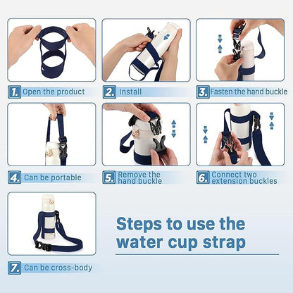 EasyAcc Water Bottle Holder Strap Sling, for Owala FreeSip 24 32 40 oz, Hydro Flask, Cirkul, Yeti, Stanley Flip, Universal Water Bottles, with Carabiner, for Walking Curise Travel (Bottle Excluded)