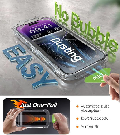 iGluz 4 Pack for iPhone 14 Pro Max Screen Protector with 2-Pack Camera Lens Protector[99.99%HD Clear][9H Tempered Glass][Bubble Free][Easy Installation][Smooth Touch][Anti-fingerprint],4+2 Protection