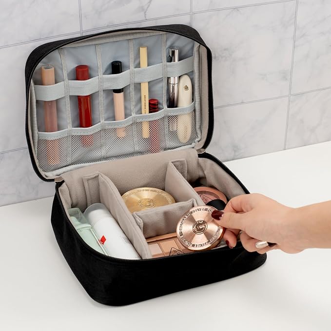 Cable Organizer Bag, Electronic Accessories Travel Case, Waterproof Double Layer Storage Bag for Charger, Cord, Phone, Earphone, Portable Carry Pouch for Travel & Daily Use (Black)