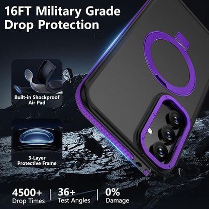 for Samsung Galaxy S23 FE Case, Magnetic Adjustable Ring Stand [Fit for Magsafe], [Military-Grade Shockproof Protection] Phone Case with Kickstand&Ring Holder (Purple)