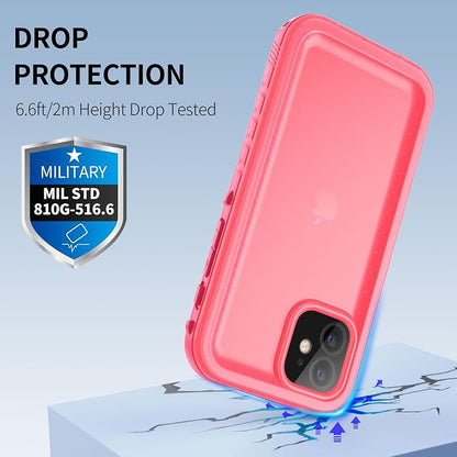 SPORTLINK Compatible with iPhone 12 Pro Waterproof Case - Full Body Shockproof Dustproof Phone Screen Protector Rugged Waterproof Case for iPhone 12 & 12 Pro 6.1 Inch Pink