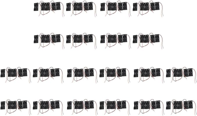 100 Pcs 2 x 1.5V AA Battery Holder Case Box Black W Wire Leads