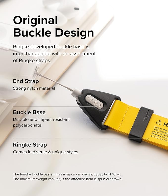 Ringke Hand Strap [Phone Wrist Strap] Designed for Camera Strap and Phone Strap, Adjustable Sturdy Universal Lanyard Compatible with Camera and Phone Case - Danger Yellow
