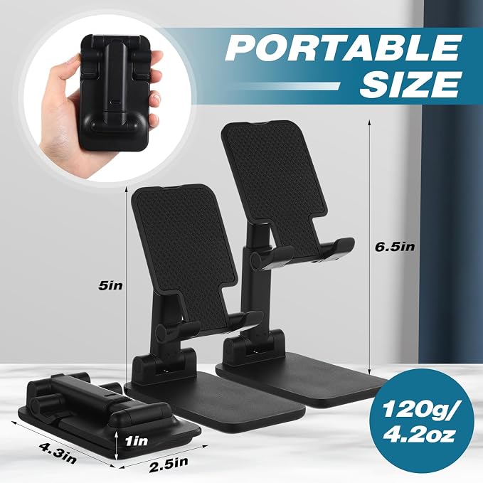 48 Pcs Cell Phone Stand for Desk Phone Holder Stand Foldable Angle Height Adjustable Portable Holder Tablet for Office Travel Photography (Black)