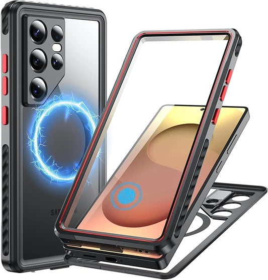 WIFORT for Samsung Galaxy S25 Ultra Waterproof Case Magnetic, [Rugged Stainless Steel] [Fit for MagSafe] [Screen Protector & Lanyard], Heavy Duty Protection Water Proof Metal Phone Cover - 6.9" Black