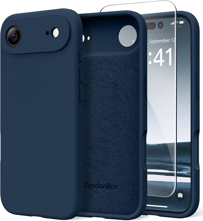 Magnetic for iPhone Air Case, Compatible with MagSafe, [Full Camera Protection][Screen Protector] Silicone Shockproof Protective Phone Case for iPhone 17 Air 6.5", Cobalt Blue