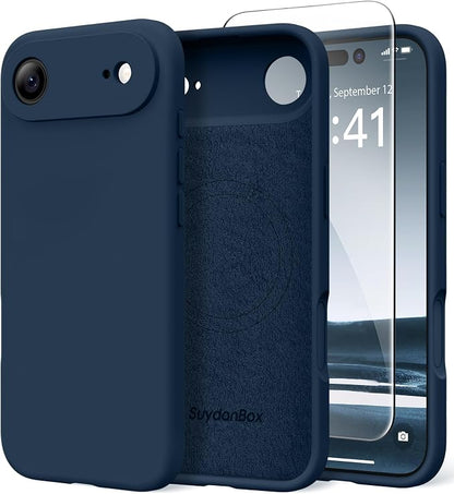 Magnetic for iPhone Air Case, Compatible with MagSafe, [Full Camera Protection][Screen Protector] Silicone Shockproof Protective Phone Case for iPhone 17 Air 6.5", Cobalt Blue