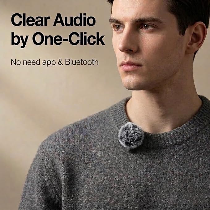 2 Pack Wireless Lavalier Microphone for iPhone 15, Android, USB C, ipad with Adapter Included, Noise Cancellation Mini Lapel Mic for YouTube, Recording, Vlog, Facebook Live Streaming