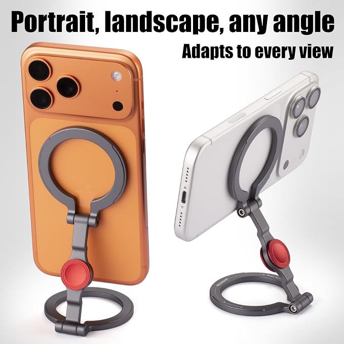 Magnetic Phone Stand & Fidget Spinner Combo for iPhone, MagSafe Compatible Dual Ring Grip, Foldable 360° Rotating Holder for Desk, Car, Gym, Travel, Stress Relief Finger Spinner