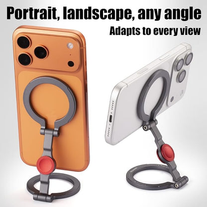 Magnetic Phone Stand & Fidget Spinner Combo for iPhone, MagSafe Compatible Dual Ring Grip, Foldable 360° Rotating Holder for Desk, Car, Gym, Travel, Stress Relief Finger Spinner