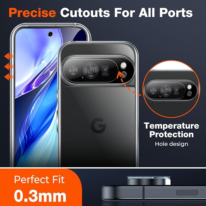 LK 2 Pack for Google Pixel 10 Pro Screen Protector, 2 Pack Camera Lens Protector, Tempered Glass Fit Lens Cutouts Ports, one second Fingerprint Unlock, 0 Bubble, with Easy Installation Tool