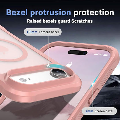 jaroco Magnetic for iPhone Air Case, [Compatible with MagSafe][Military Grade Drop Protection][Heavy Duty Protection][Non-Slip][Shockproof] 2-Layer Durable Bumper Phone Case 6.5''-Pink