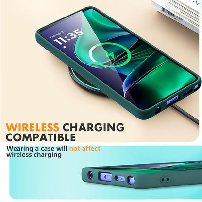 Case for Motorola Moto G Stylus 5G 2025, 2 Pack Tempered Glass Screen Protectors, Soft TPU Liquid Silicone Shockproof Gel Case-Midnight Green