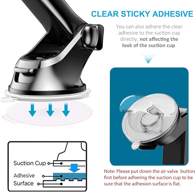 AZXYI 6 Pcs Clear Adhesive Replacement for Suction Cup Dashboard Phone Mount - Easy to Use, High Bond, Peels Off Without Leaving Residue