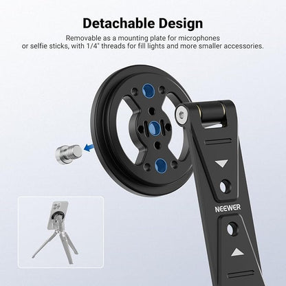 NEEWER Magnetic Phone Tripod Mount Compatible with MagSafe iPhone Samsung, Metal Adjustable Rotatable Cellphone Holder Adapter w/Cold Shoe for Tripod Mounting Camera Monitoring Video Recording, DS031