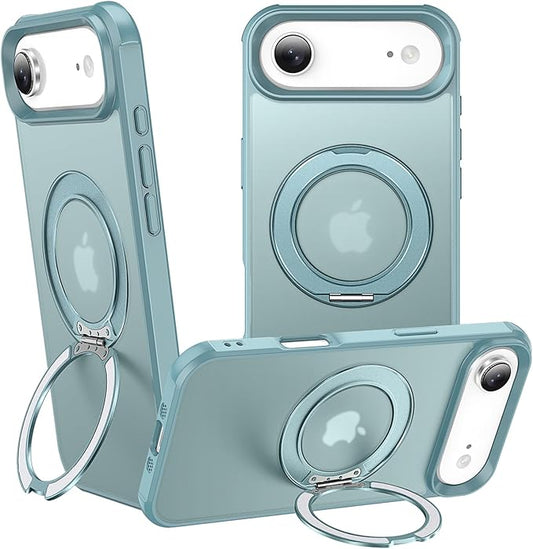 360° Magnetic Swivel Ring for iPhone 17 air case, Built-in Metal Stand and Ring Holder, Magsafe Compatible, Military Grade Protection, Shock and Vibration Resistant-Lake Blue