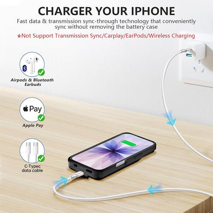 BOPPS 2025 New Battery Case for iPhone 17 with Stand,Ultra Slim 8500mAh Portable Rechargeable Strong Protective Extended Charger Cover for iPhone 17 Charging Case-6.3inch Black