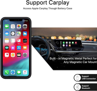 Battery Case for iPhone 12 Pro Max,Upgraded 10800mAh High Capacity Rechargeable Portable Protective Extended Charger Case Wireless Charging Compatible with iPhone 12 Pro Max(6.7 inch) - Black
