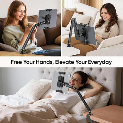 Urmust Portable Monitor Stand 15.6", iPad Stand for Desk & Bed, Portable Monitor Holder up to 18.5", Adjustable Desktop Tablet Arm Mount, Apple iPad Holder for Desk, for 4.7"-12.9" iPad Pro/Air/Mini