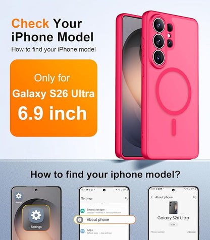 Red2Fire Magnetic for Samsung Galaxy S26 Ultra Case, [Compatible with MagSafe][12Ft Military Grade Protection][2*Screen Protector] Slim Translucent Anti-Slip Shockproof Case for Samsung S26 Ultra 6.9"