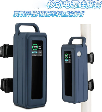 Silicone Case for Anker Prime 27,650mAh Portable Charger Protective Cover Power Bank Sleeve with Handle & Fixing Strap (Blue)