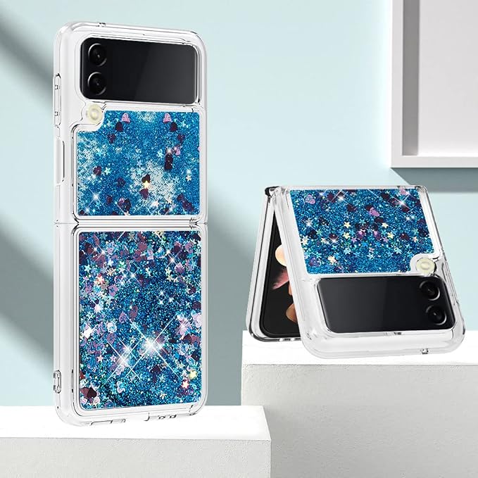 Floating Case Glitter Compatible with Samsung Galaxy Z Flip 4 5G, Bling Liquid Sparkly Colorful Gel Case Clear Waterfall Soft TPU Bumper Shell Shockproof Case Compatible with Samsung Galaxy Z Flip 4