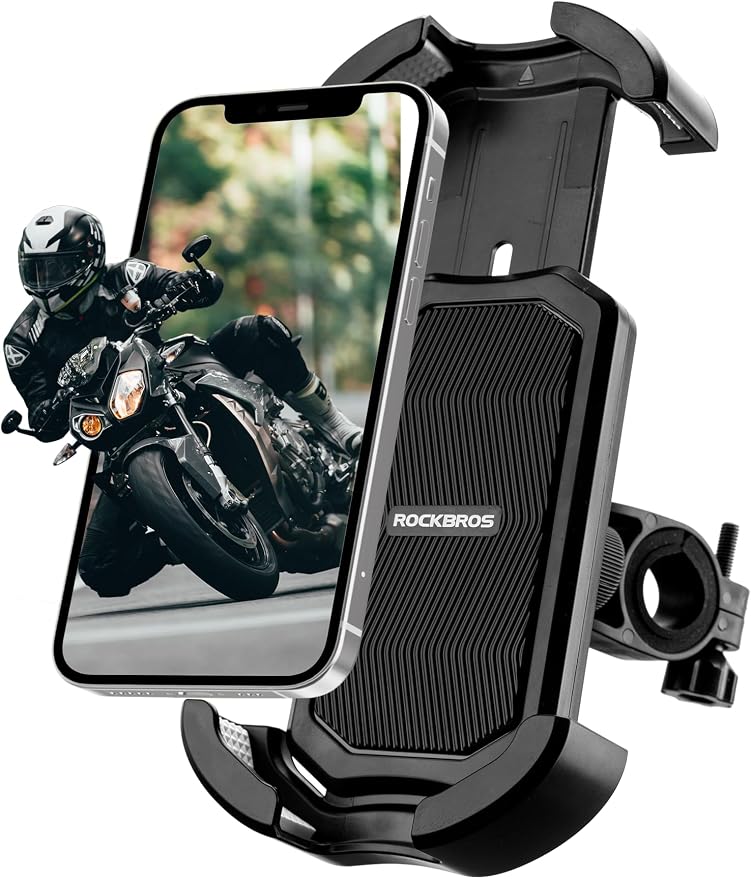 ROCKBROS Bike Phone Holder - Motorcycle Phone Mount with Security Lock, Shockproof Bicycle Phone Mount, Adjustable for 4.7'-6.8' Phones
