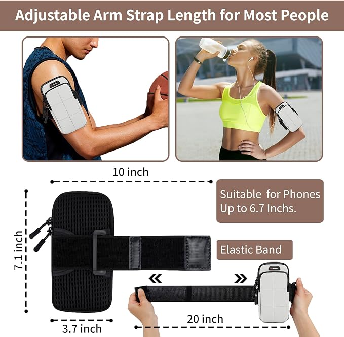 Prime Comfort Phone Holder, Arm Bands for Workout, Use for Running, Walking, Hiking & Biking (Grayish White)