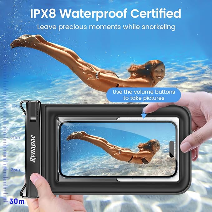[Up to 8.5"] Floating Waterproof Phone Pouch 2 Pack - Floatable Waterproof Phone Case with Lanyard for iPhone 17 16 15 Pro Max, Galaxy S25 S24 Ultra, IPX8 Cellphone Dry Bags, Beach Vacation Essentials