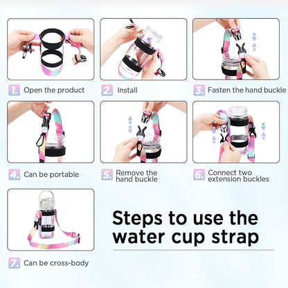 EasyAcc Water Bottle Holder Strap Sling, for Owala FreeSip 24 32 40 oz, Hydro Flask, Cirkul, Yeti, Stanley Flip, Universal Water Bottles, with Carabiner, for Walking Curise Travel (Bottle Excluded)