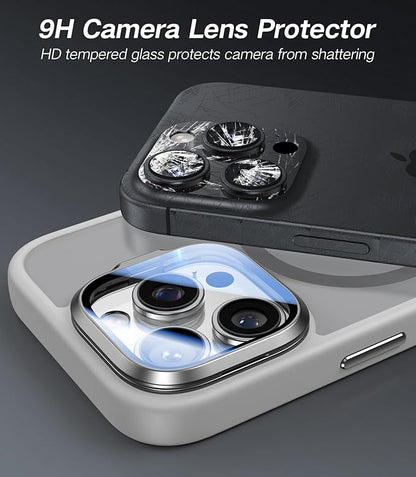 [Upgraded] for iPhone 16 Pro Max Case with Camera Cover Stand [Fit for MagSafe][9H Camera Lens Protector] Mil-Grade Protection Translucent Magnetic iPhone 16 Pro Max Phone Case, Grey